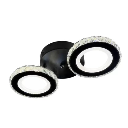 Lustra LED cu telecomanda si cristal NOVA ROTONDA 29W, 2 Cercuri, lumina Rece/Calda/Neutra, Dimabila, Negru