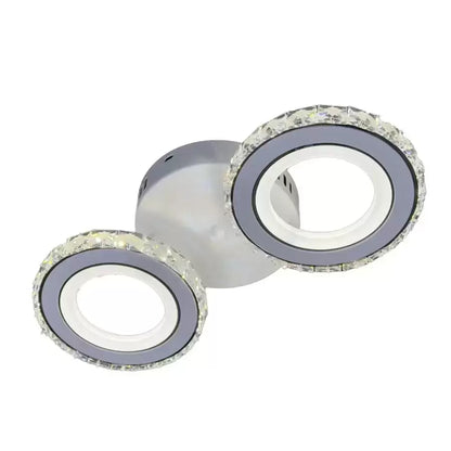 Lustra LED cu telecomanda si cristal NOVA ROTONDA 34W, 2 Cercuri, lumina Rece/Calda/Neutra, Alb