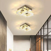 Lustra LED cu cristal JEREMIAH 48W, 2 Patrate, lumina Rece/Calda/Neutra, Crom Lucios