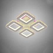 Lustra LED cu telecomanda si cristal BLAKELY RGB 74W, 4 Patrate, lumina Rece/Calda/Neutra, Dimabila, Alb
