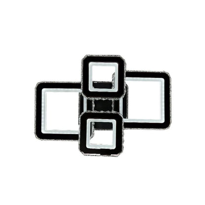 Lustra LED cu telecomanda si cristal BLAKELY RGB 154W, 4 Patrate, lumina Rece/Calda/Neutra, Dimabila, Negru