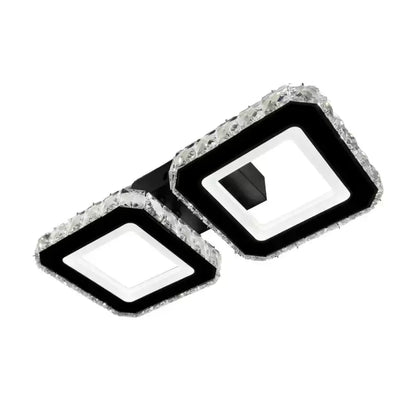 Lustra LED cristal QUADRIS 41W, 2 Patrate, lumina Rece/Calda/Neutra, Negru