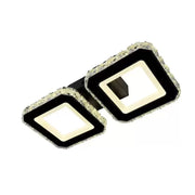 Lustra LED cristal QUADRIS 41W, 2 Patrate, lumina Rece/Calda/Neutra, Negru