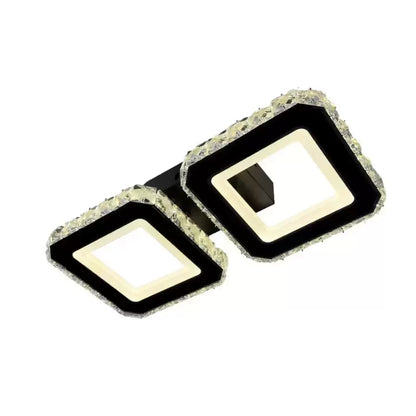 Lustra LED cristal QUADRIS 41W, 2 Patrate, lumina Rece/Calda/Neutra, Negru