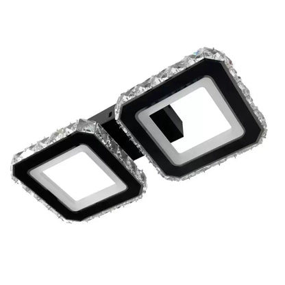 Lustra LED cristal QUADRIS 41W, 2 Patrate, lumina Rece/Calda/Neutra, Negru