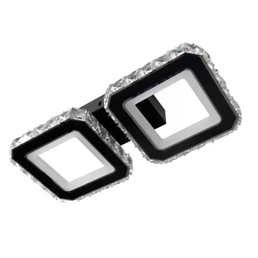 Lustra LED cristal QUADRIS 41W, 2 Patrate, lumina Rece/Calda/Neutra, Negru