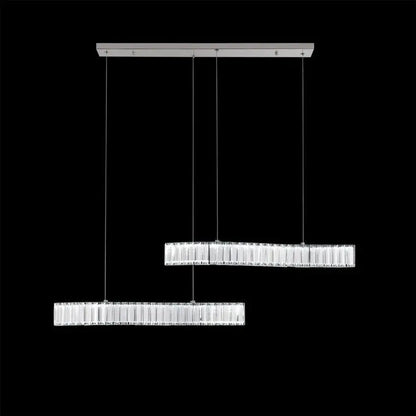 Lustra LED suspendata cu telecomanda si cristal MERVE 24W, lumina Rece/Calda/Neutra, Dimabila, Crom Lucios, Inaltime Reglabila