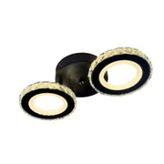 Lustra LED cu telecomanda si cristal NOVA ROTONDA 29W, 2 Cercuri, lumina Rece/Calda/Neutra, Dimabila, Negru