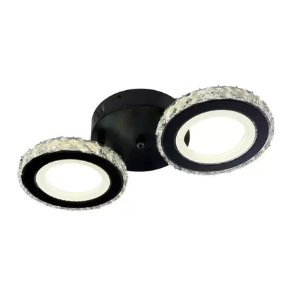 Lustra LED cu telecomanda si cristal NOVA ROTONDA 29W, 2 Cercuri, lumina Rece/Calda/Neutra, Dimabila, Negru