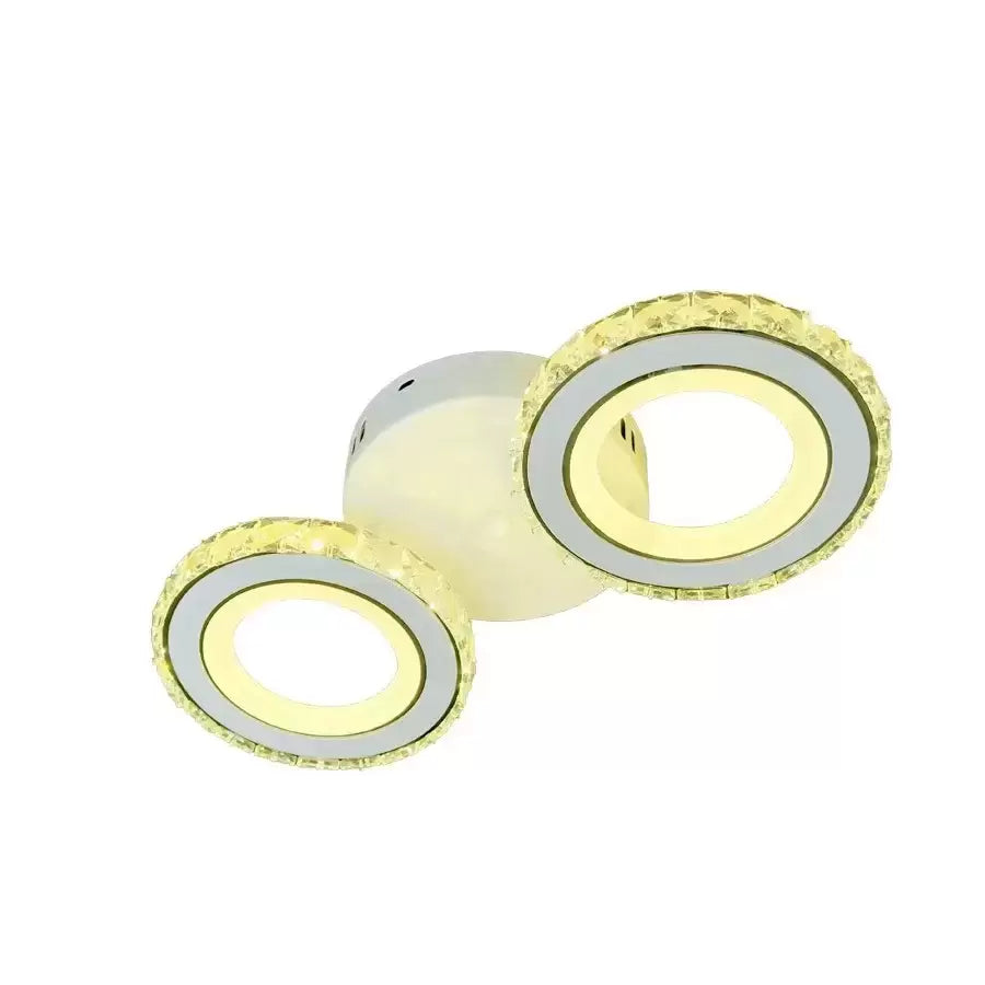 Lustra LED cu telecomanda si cristal NOVA ROTONDA 34W, 2 Cercuri, lumina Rece/Calda/Neutra, Alb