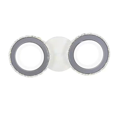 Lustra LED cu telecomanda si cristal NOVA ROTONDA 34W, 2 Cercuri, lumina Rece/Calda/Neutra, Alb