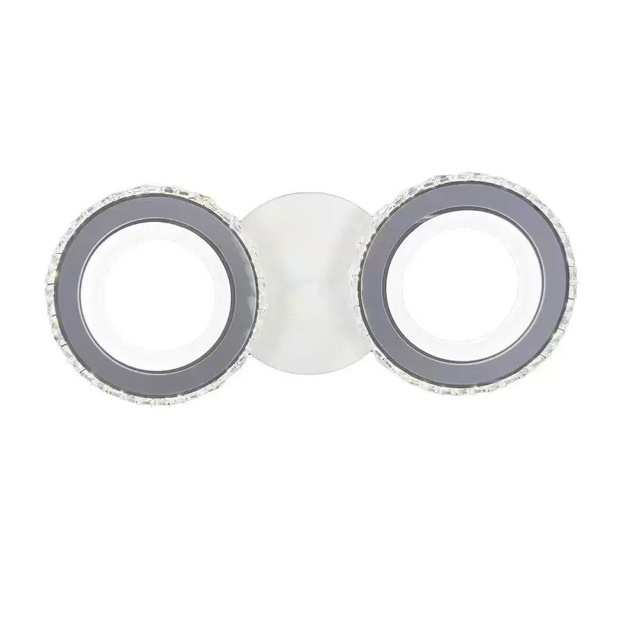 Lustra LED cu telecomanda si cristal NOVA ROTONDA 34W, 2 Cercuri, lumina Rece/Calda/Neutra, Alb