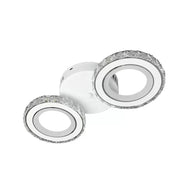 Lustra LED cu telecomanda si cristal NOVA ROTONDA 34W, 2 Cercuri, lumina Rece/Calda/Neutra, Alb