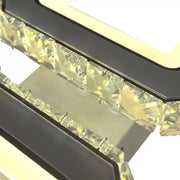 Lustra LED cu telecomanda si cristal QUADRIS 41W, 2 Patrate, lumina Rece/Calda/Neutra, Dimabila, Alb