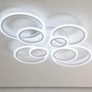 Lustra LED cu telecomanda  BETTY 127W, 8 Cercuri, lumina Rece/Calda/Neutra, Dimabila, Alb