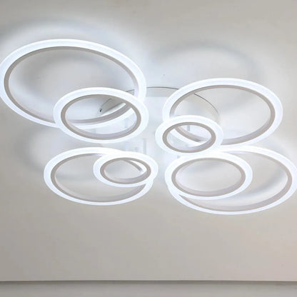 Lustra LED cu telecomanda  BETTY 127W, 8 Cercuri, lumina Rece/Calda/Neutra, Dimabila, Alb