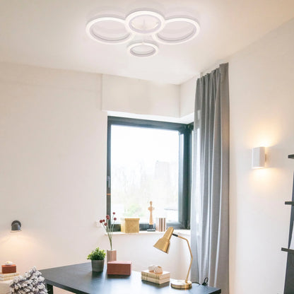 Lustra LED cu telecomanda  BETTY 43W, 4 Cercuri, lumina Rece/Calda/Neutra, Dimabila, Alb
