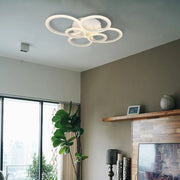 Lustra LED cu telecomanda BETTY 82W, 6 Cercuri, lumina Rece/Calda/Neutra, Dimabila, Alb