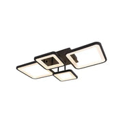 Lustra LED cu telecomanda ELLA 67W, 4 Patrate, lumina Rece/Calda/Neutra, Dimabila, Negru