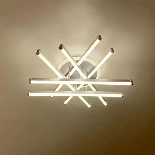 Lustra LED cu telecomanda FILO 188W, 6 Elemente, Liniara, lumina Rece/Calda/Neutra, Dimabila, Argintiu Alb