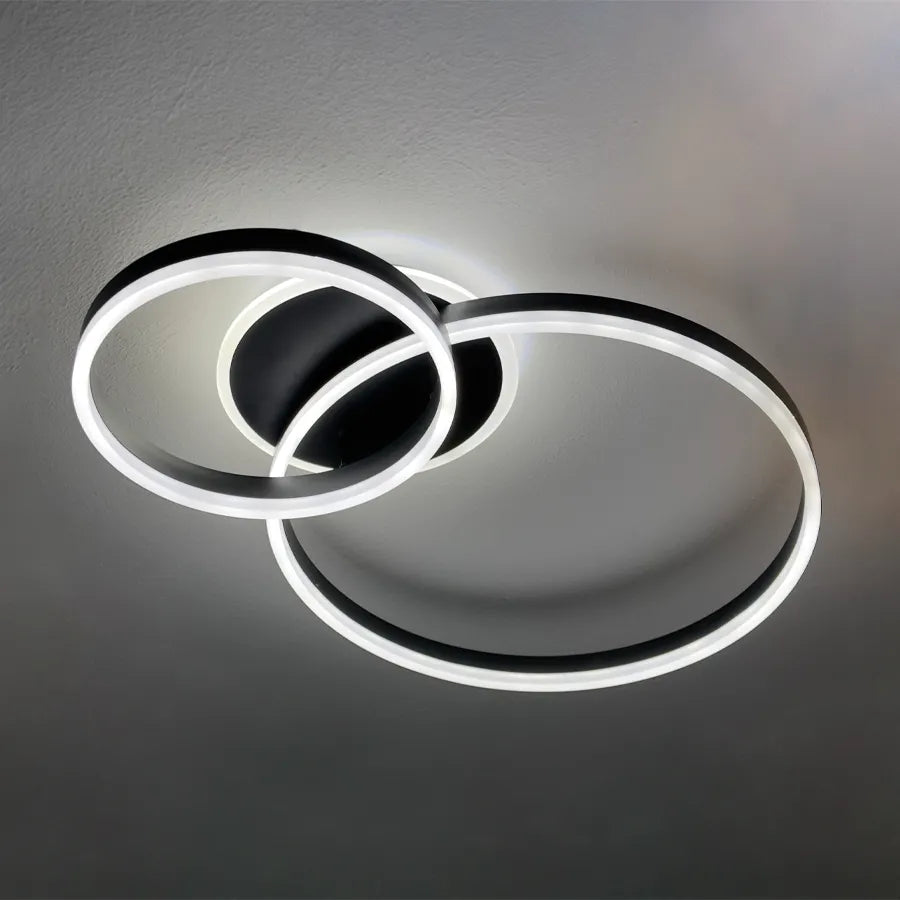 Lustra LED cu telecomanda RINOVA 66W, 2 Cercuri, lumina Rece/Calda/Neutra, Dimabila, Negru