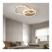 Lustra LED cu telecomanda MYRENE 110W, 2 Cercuri, lumina Rece/Calda/Neutra, Dimabila, Auriu