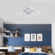 Lustra LED cu telecomanda ZOE 70W, 5 Patrate, lumina Rece/Calda/Neutra, Dimabila, Alb