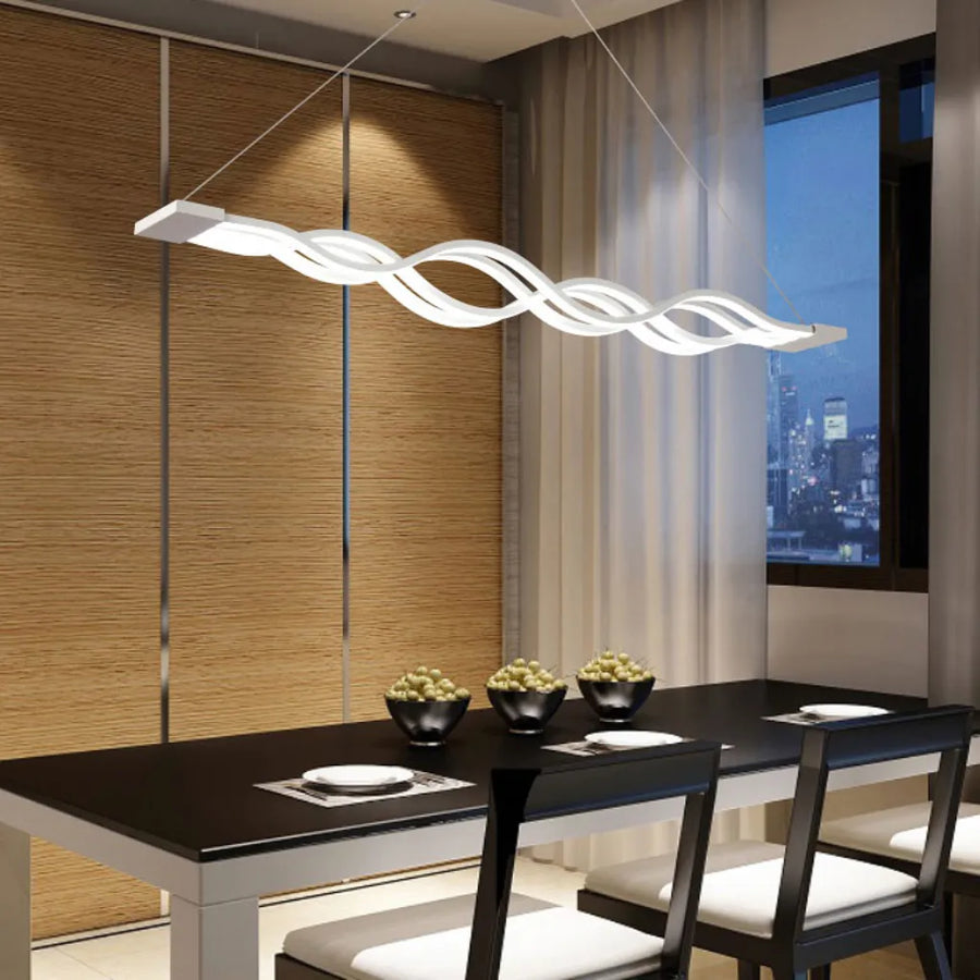 Lustra LED suspendata cu telecomanda WAVE 89W, Liniara, lumina Rece/Calda/Neutra, Dimabila, Alb, Inaltime Reglabila