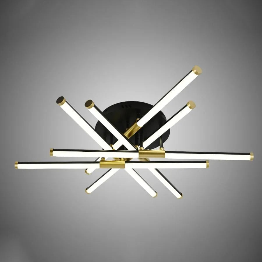 Lustra LED cu telecomanda SANTINO 72W, 6 Elemente, Liniara, lumina Rece/Calda/Neutra, Dimabila, Auriu
