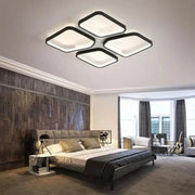 Lustra LED cu telecomanda DAIKI 69W, 4 Patrate, lumina Rece/Calda/Neutra, Dimabila, Negru