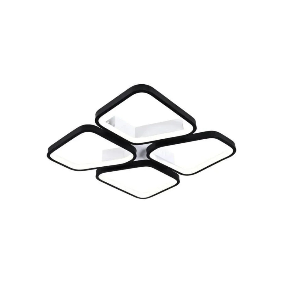 Lustra LED cu telecomanda DAIKI 69W, 4 Patrate, lumina Rece/Calda/Neutra, Dimabila, Negru