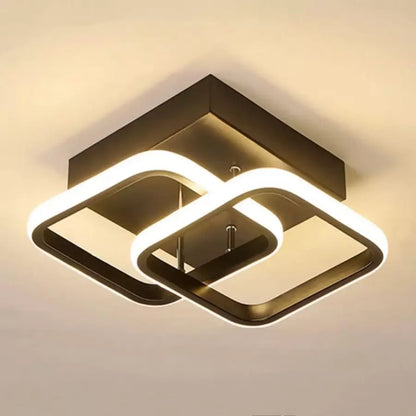 Lustra LED VERTEX Matrix Romburi Suprapuse, Rame Metalice, 24W, 2 Romburi, Lumina Rece/Calda/Neutra 3000K/4000K/6000K, Negru, Metal si Silicon