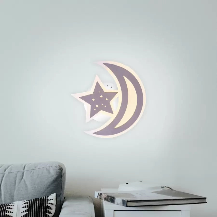 Lustra LED ELLY 36W, Luna si Stea, lumina Rece/Calda/Neutra, Maro