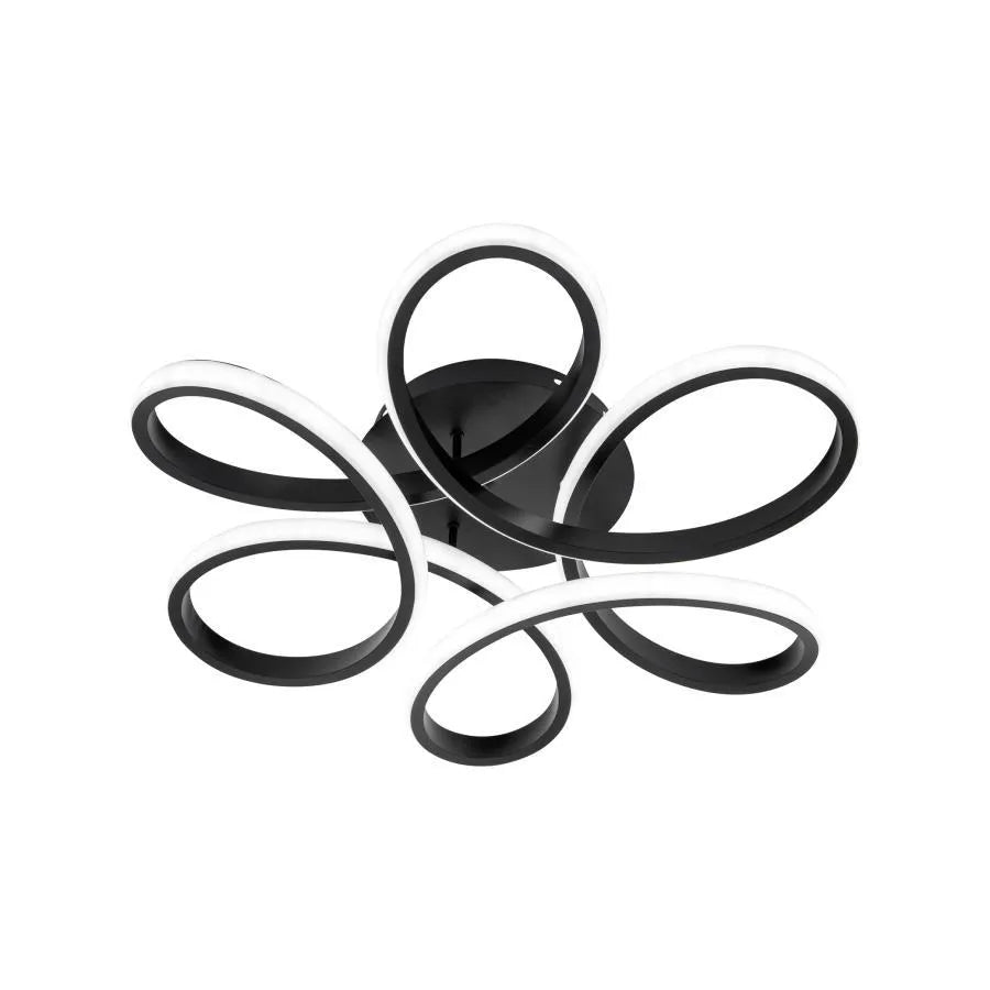 Lustra LED cu telecomanda ELON 120W, Ondulata, lumina Rece/Calda/Neutra, Dimabila, Negru