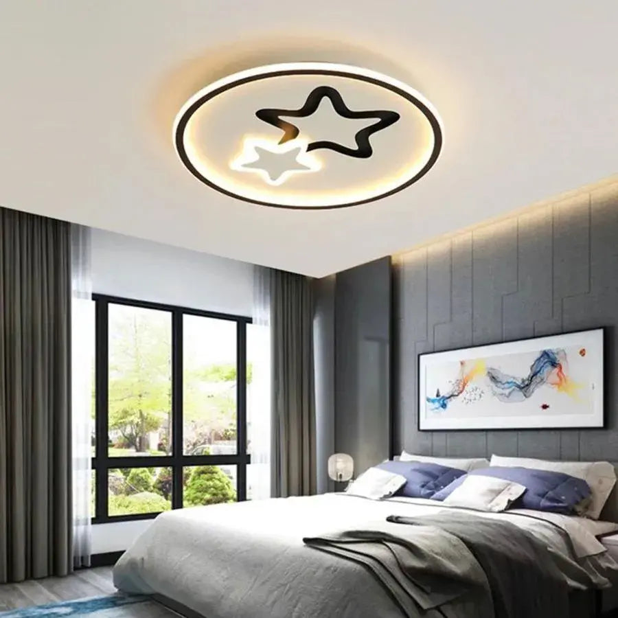 Lustra LED cu telecomanda EMELIANA 57W,  Stea, lumina Rece/Calda/Neutra, Dimabila, Negru