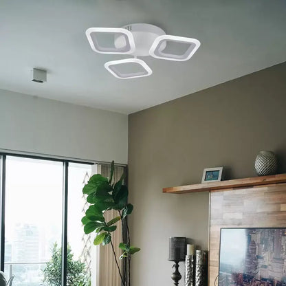Lustra LED ERIKA 20W, 3 Patrate, Lumina Neutra 4000k, Alb, Metal si Acril