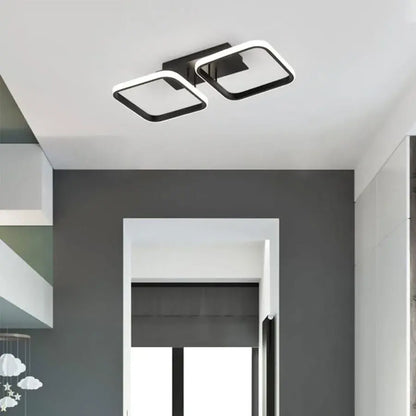 Lustra LED VERTEX 21W, 2 Patrate, Liniara, lumina Rece/Calda/Neutra, Neagra