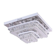 Lustra LED cu telecomanda si cristal ETAN 66W,  lumina Rece/Calda/Neutra, Dimabila, Crom Lucios