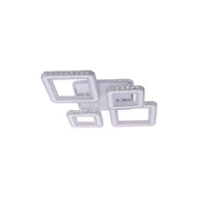 Lustra LED cu telecomanda si cristal QUADRIS RGB, 96W, 4 Patrate, lumina Rece/Calda/Neutra, Dimabila, Alb