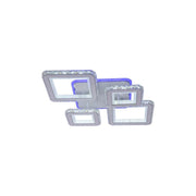 Lustra LED cu telecomanda si cristal QUADRIS RGB, 96W, 4 Patrate, lumina Rece/Calda/Neutra, Dimabila, Alb