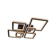 Lustra LED cu telecomanda si cristal QUADRIS RGB 177W, 6 Patrate, lumina Rece/Calda/Neutra 3000K/4000K/6000K, Dimabila, Negru, Metal si Cristal