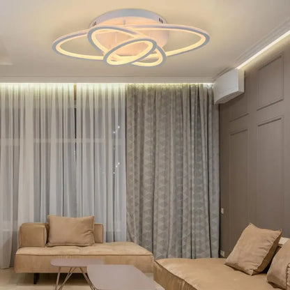 Lustra LED cu telecomanda TIANA 78W, 3 Elipse, lumina Rece/Calda/Neutra, Dimabila, Alb
