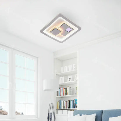 Lustra LED KEREN 33W, Patrata, lumina Rece/Calda/Neutra 3000K/4000K/6000K, Alb, Metal si Acril