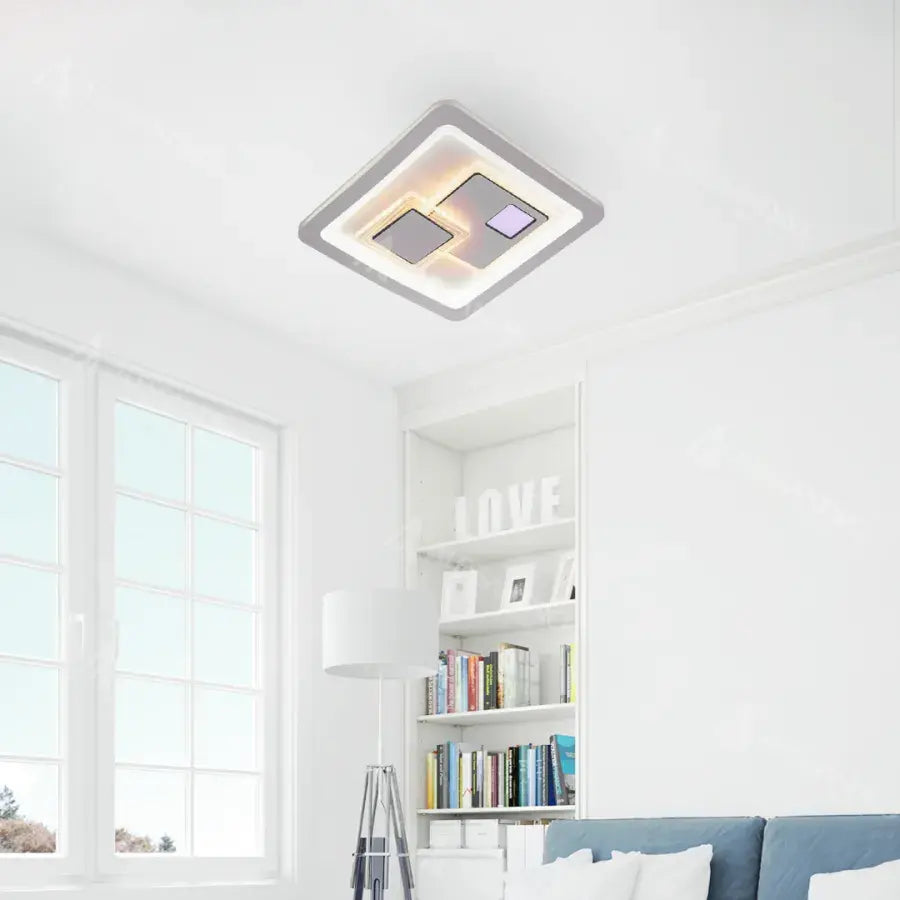 Lustra LED KEREN 33W, Patrata, lumina Rece/Calda/Neutra 3000K/4000K/6000K, Alb, Metal si Acril