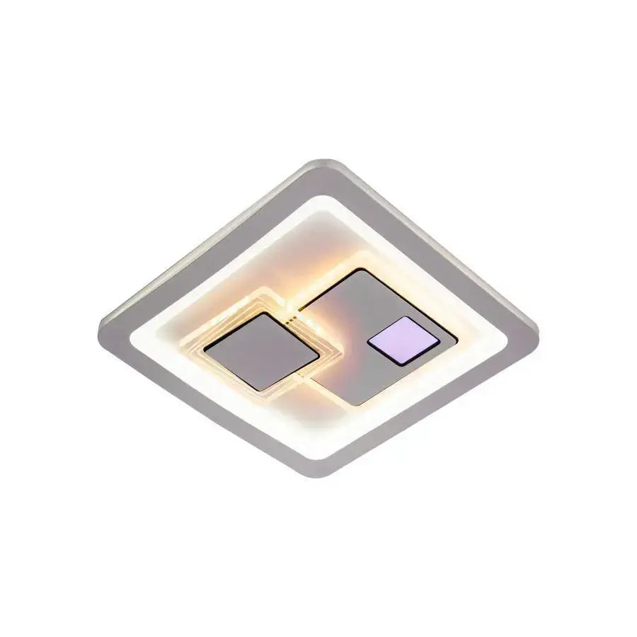 Lustra LED KEREN 33W, Patrata, lumina Rece/Calda/Neutra 3000K/4000K/6000K, Alb, Metal si Acril