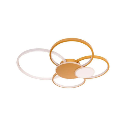 Lustra LED cu telecomanda KILLIAN 74W, 6 Cercuri, lumina Rece/Calda/Neutra, Dimabila, Auriu Alb