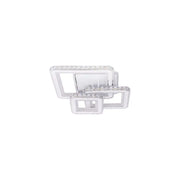 Lustra LED cu telecomanda si cristal LEILA 87W, 3 Patrate, lumina Rece/Calda/Neutra, Dimabila, Alb