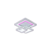 Lustra LED cu telecomanda si cristal LEILA 87W, 3 Patrate, lumina Rece/Calda/Neutra, Dimabila, Alb