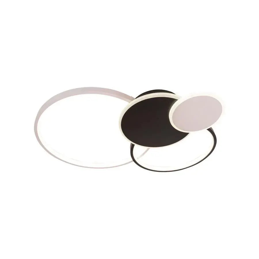 Lustra LED cu telecomanda KILLIAN 80W, 4 Cercuri, lumina Rece/Calda/Neutra, Dimabila, Negru Alb
