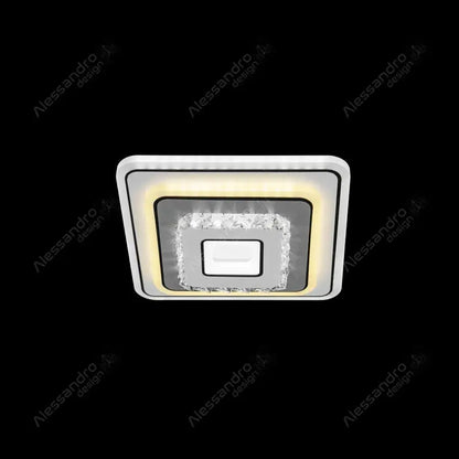 Lustra LED cu cristal MITA 39W, 20x20cm, Patrata, Lumina Rece/Calda/Neutra, Alb